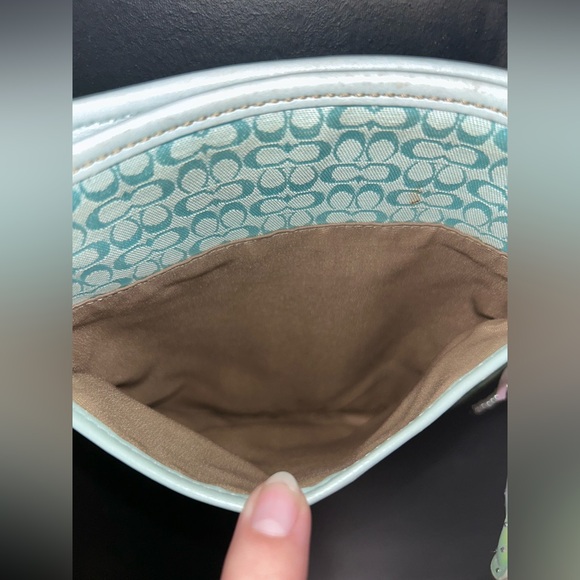 Vintage Coach BabyBlue Signature C crossbody bag with leather trim and Bag Charm - Picture 5 of 16